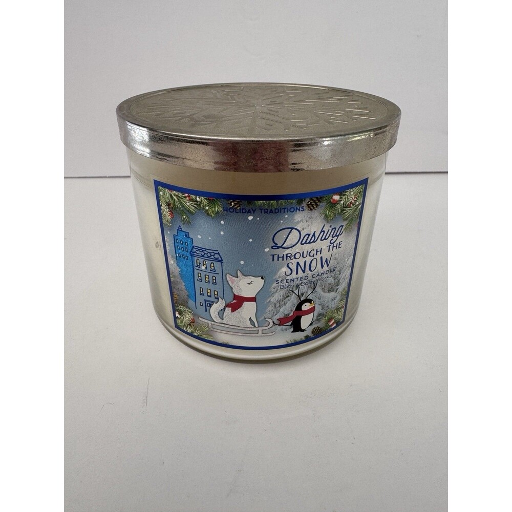 Bath & Body Works Dashing Through The Snow 3 Wick Candle Discontinued Christmas